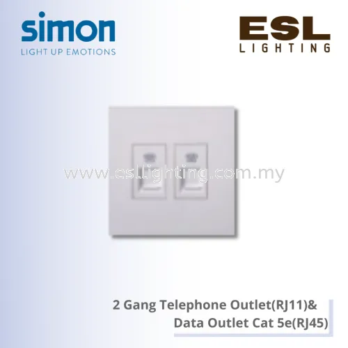 SIMON E6 SERIES 2 Gang Telephone Outlet(RJ11)& Data Outlet Cat 5e(RJ45)-725229