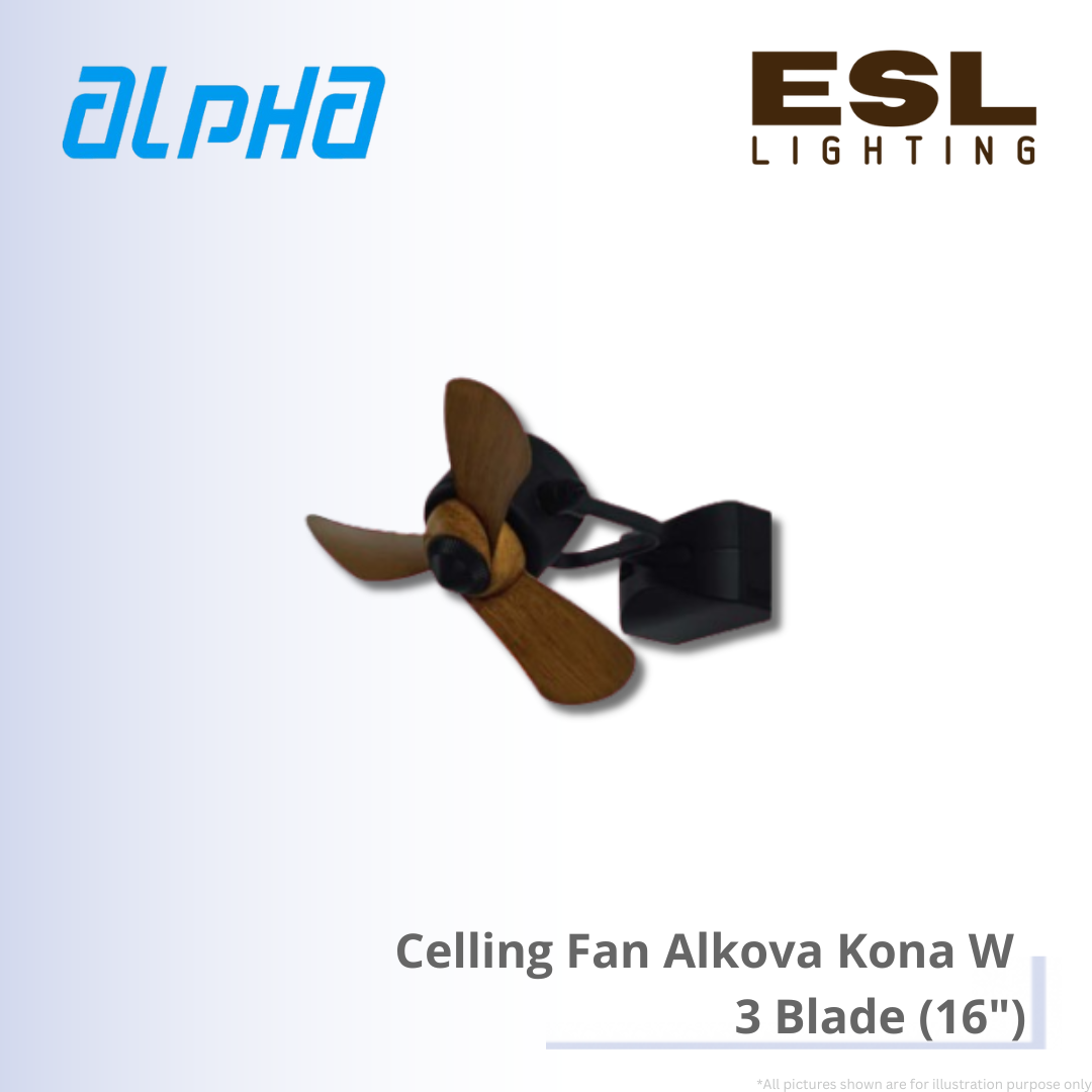 ALPHA Celling Fan Alkova Kona W- 3 Blade (16")