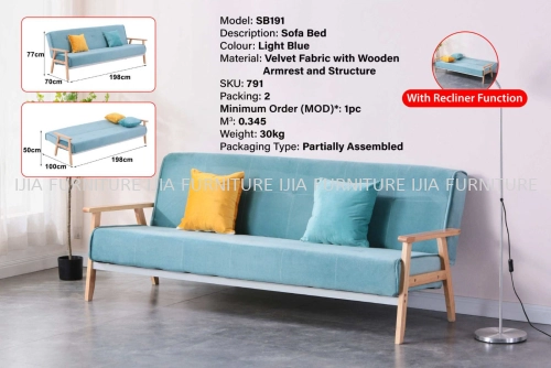 Sofa Bed - SB191 (Light Blue)