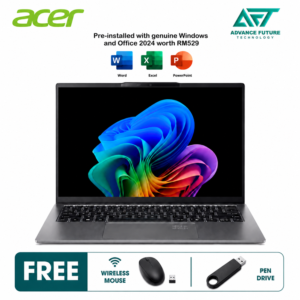 Acer Swift Go 14 AI SFG14-64-R5CN 14" WQXGA+ OLED Laptop Silver ( AMD Ryzen AI 7 350, 16GB, 1TB SSD, ATI, W11, H&S 2024&M365 )