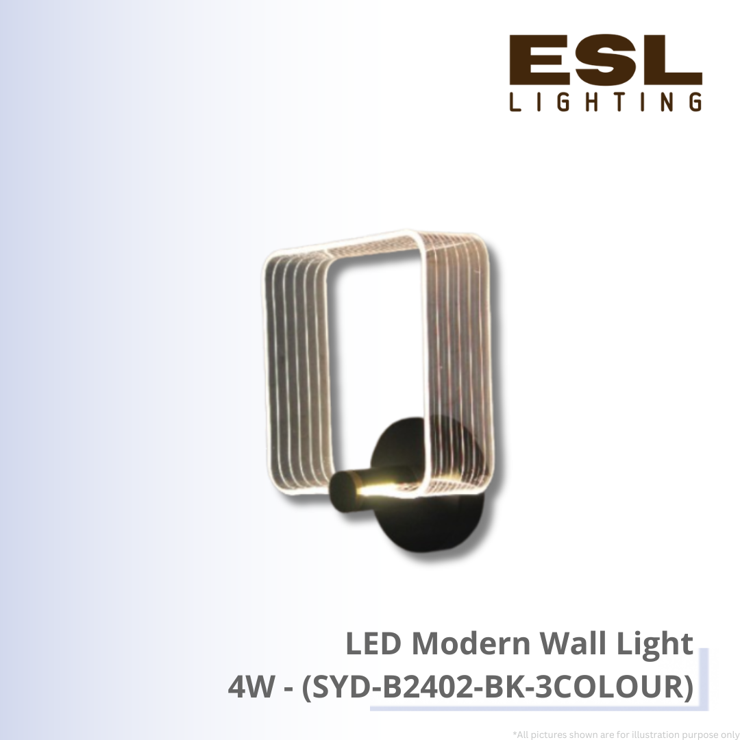 LED Modern Wall Light 4W - SYD-B2402-BK-3COLOUR