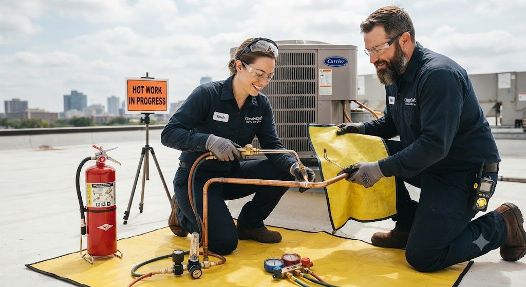 HVAC technician safe brazing procedures