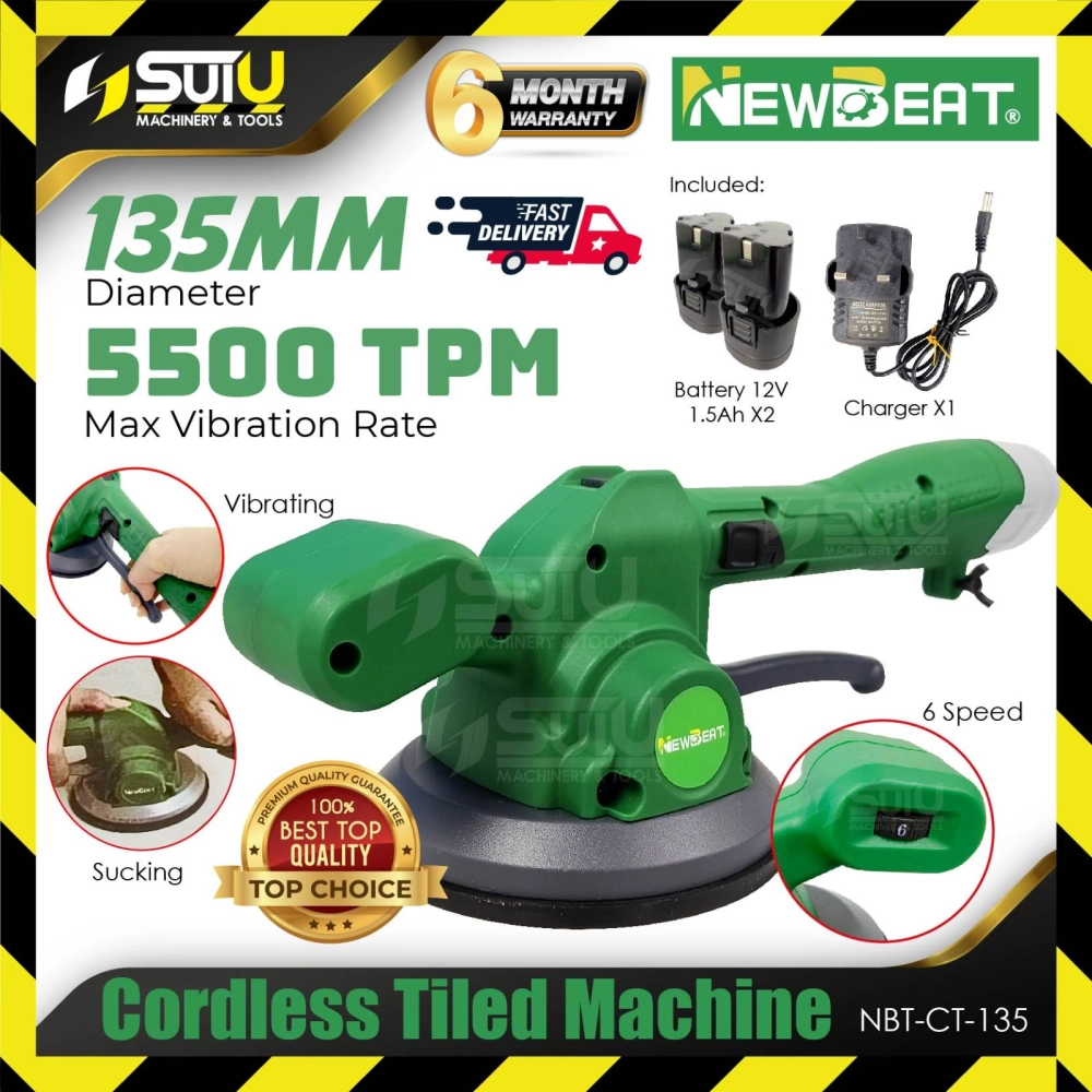 NEWBEAT NBT-CT-135 12V 135MM Cordless Tile Machine c/w 2Bat1.5Ah + 1 Charger