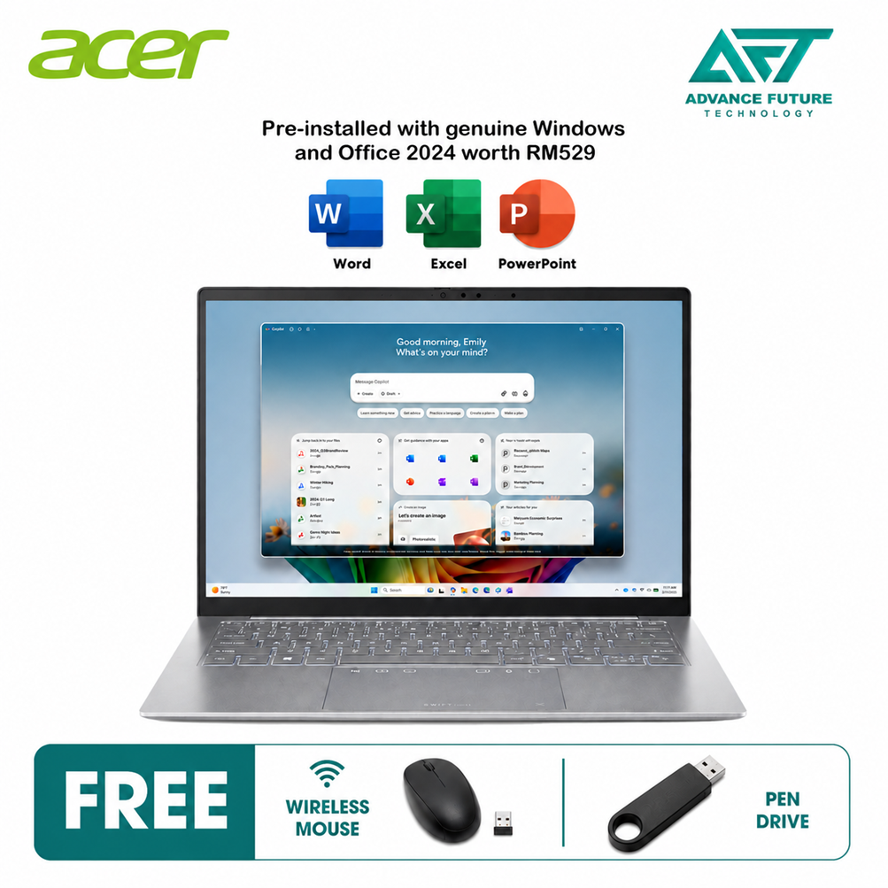 Acer Swift Edge 14 AI SFE14-I51-737C 14" WQXGA OLED Laptop Aurora White ( Intel Core Ultra 7 355, 32GB, 1TB SSD, Intel, W11, H&S 2024&M365 )