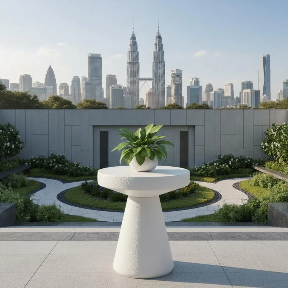 Modern Fiberglass Side Table Malaysia 马来西亚现代玻璃钢咖啡桌 Meja Kopi Fiberglass Moden Malaysia