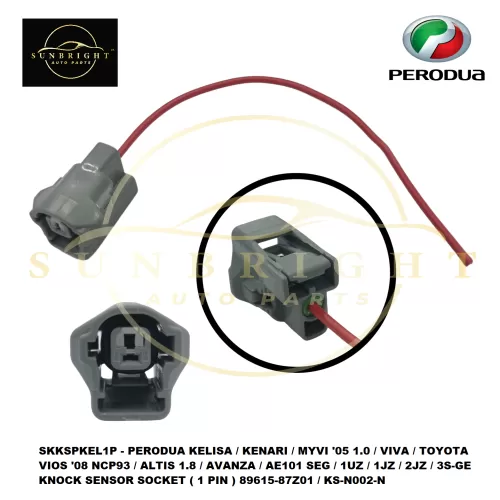 SKKSPKEL1P - PERODUA KELISA / KENARI / MYVI '05 1.0 / VIVA / TOYOTA VIOS '08 NCP93 / ALTIS 1.8 / AVANZA / AE101 SEG / 1UZ / 1JZ / 2JZ / 3S-GE KNOCK SENSOR SOCKET ( 1 PIN ) 89615-87Z01 / KS-N002-N