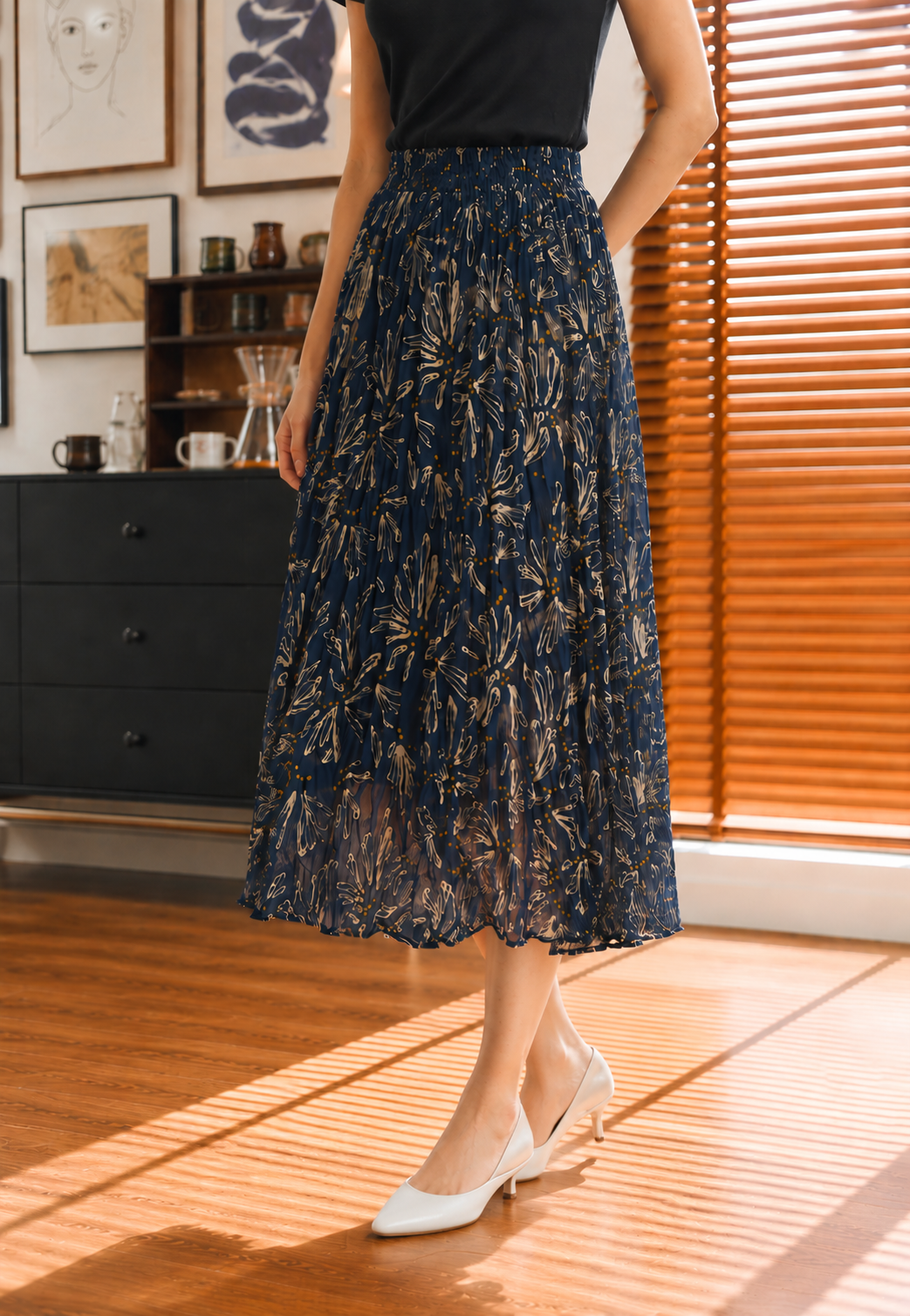 Bloom Chiffon Midi Skirt