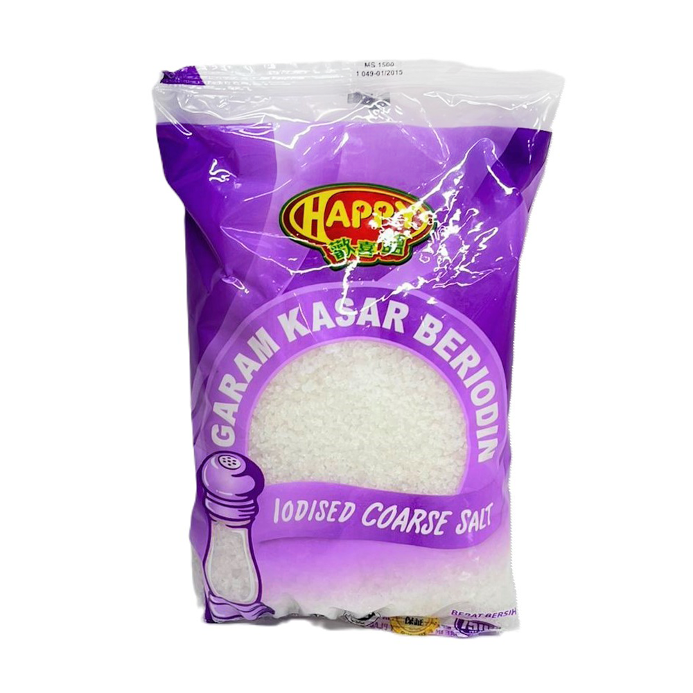 Happy Garam Kasar Beriodin / Iodised Coarse Salt 750g