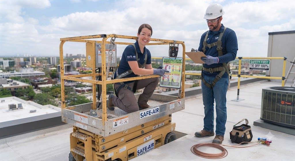 HVAC elevated work platform safety procedures