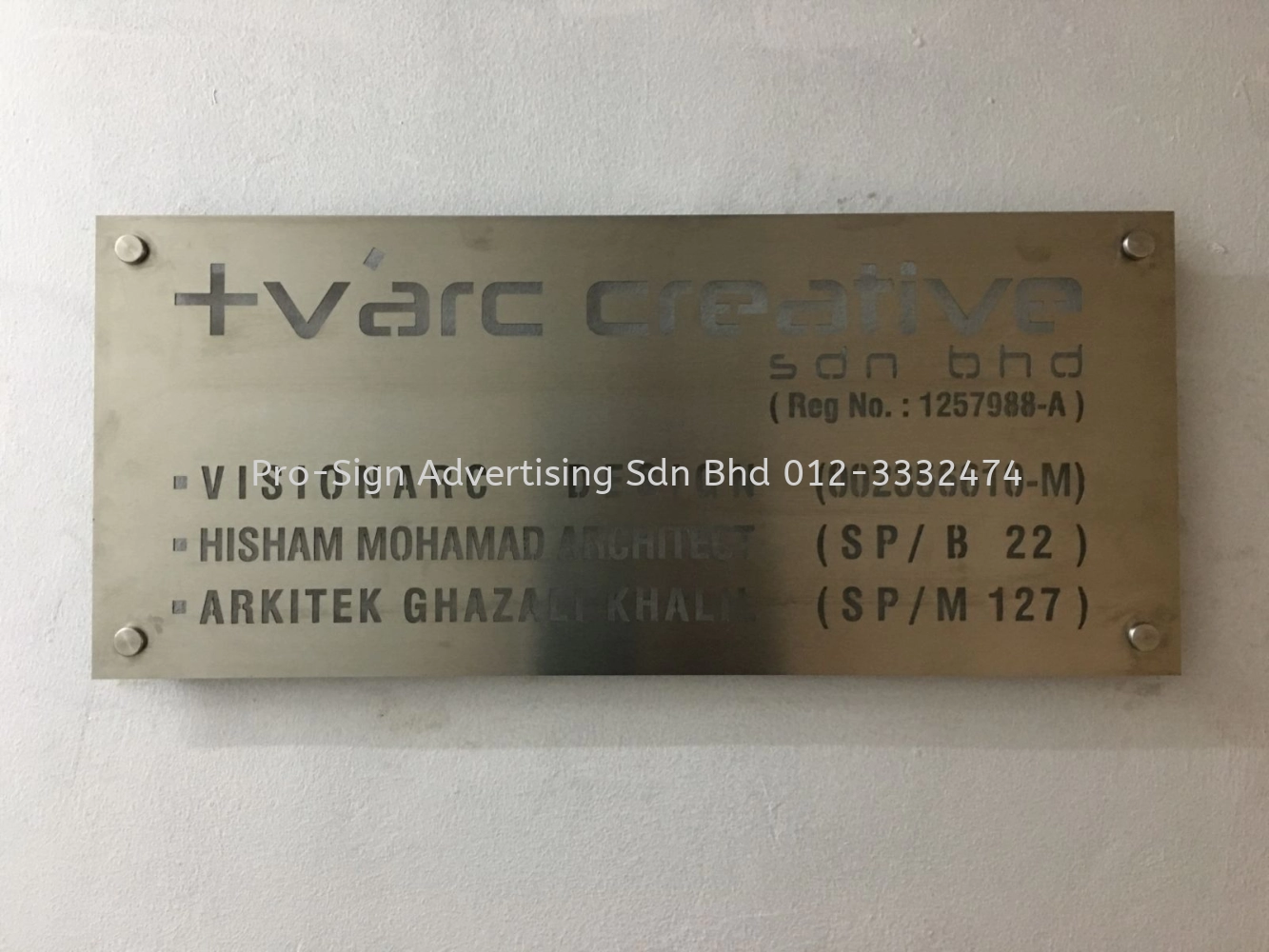 HAIRLINE STAINLESS STEEL LASER CUT OUT SIGN (VARC CREATIVE, KL, 2019)