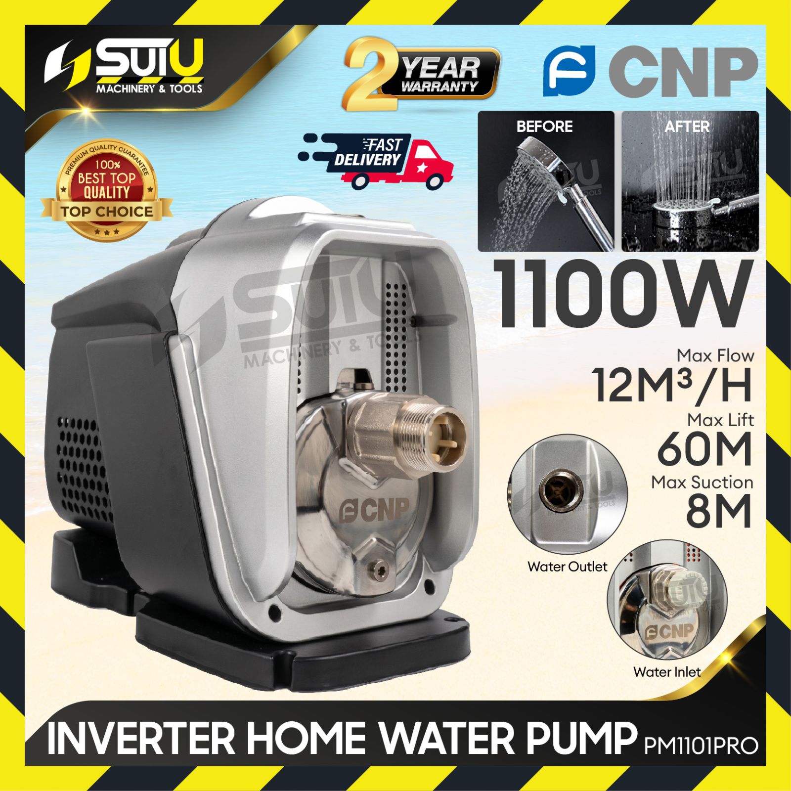 CNP PM1101PRO Inverter Home Water Pump / Multistage Self Priming 1100W