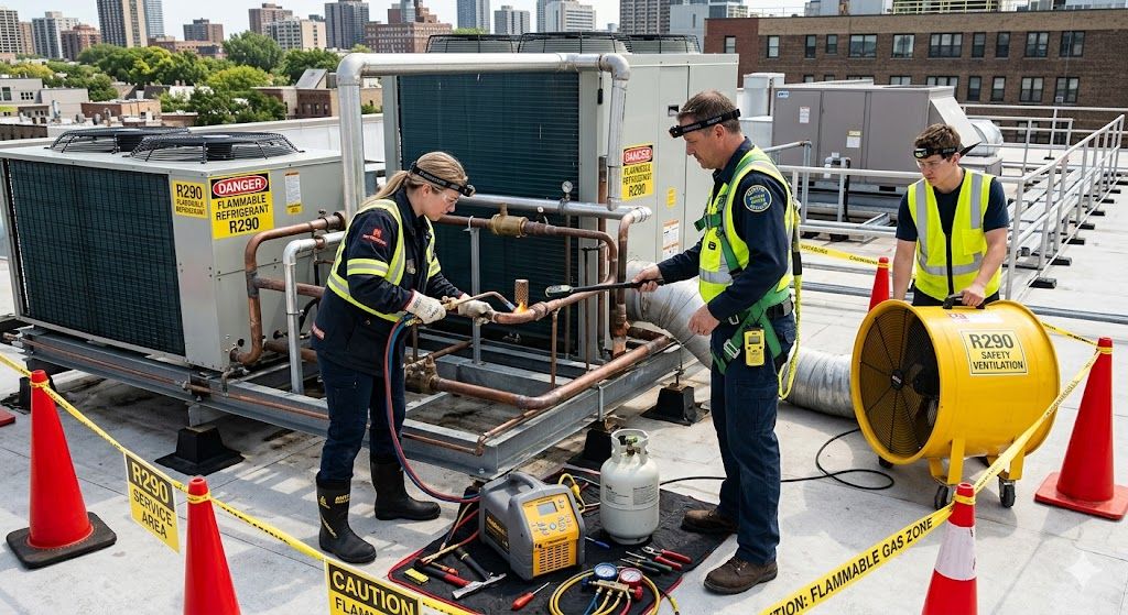 R290 refrigerant leak maintenance procedures