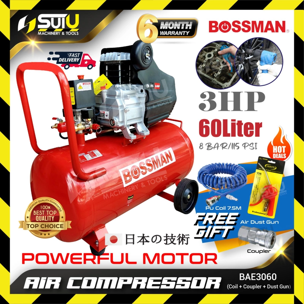 BOSSMAN BAE3060 60L 3.0HP Direct Driven Air Compressor / Kompresor 2850RPM