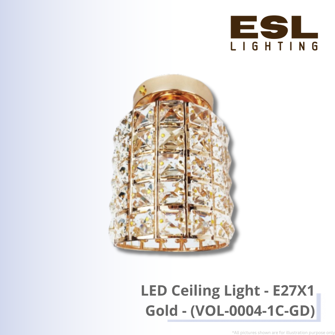 LED Ceiling Light E27X1 Gold - VOL-0004-1C-GD
