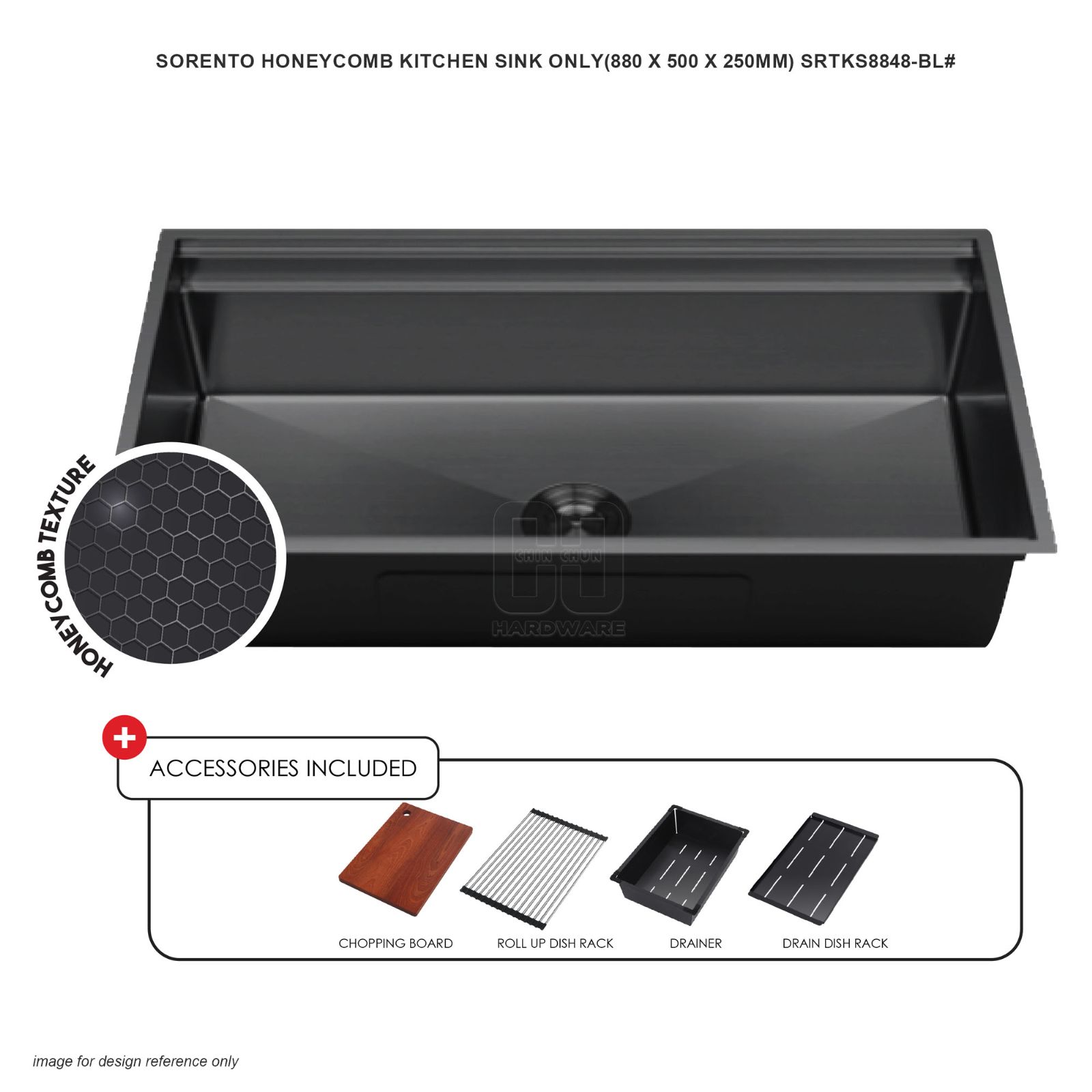 SORENTO HONEYCOMB KITCHEN SINK ONLY SRTKS8848-BL (880 X 500 X 250mm)