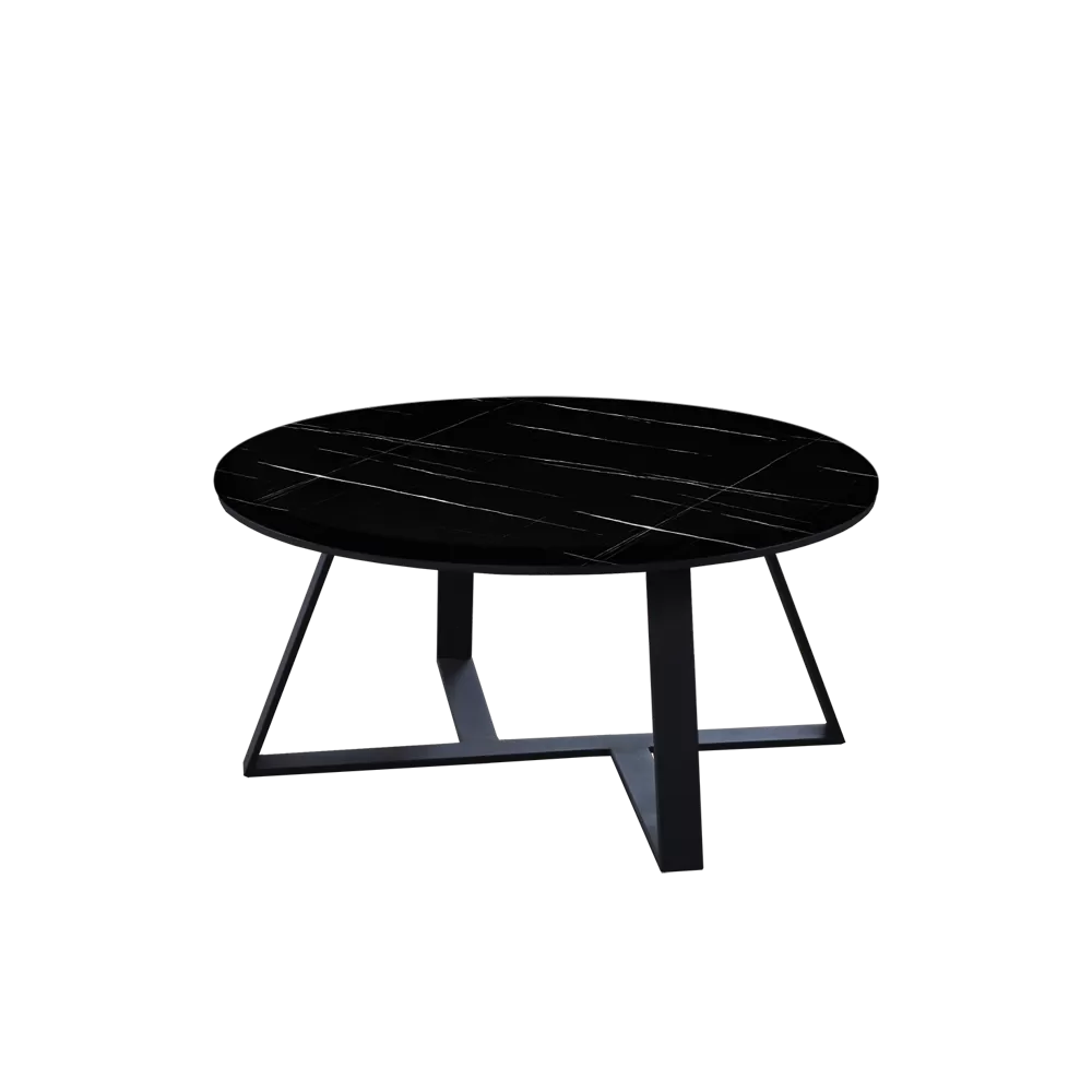 Ceni Round Marble Coffee Table (Black)