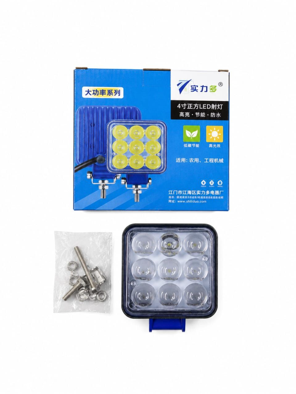 SHILIDUO LED Spot Light 4" 9 Lens Square White  12V-36V SD-3410