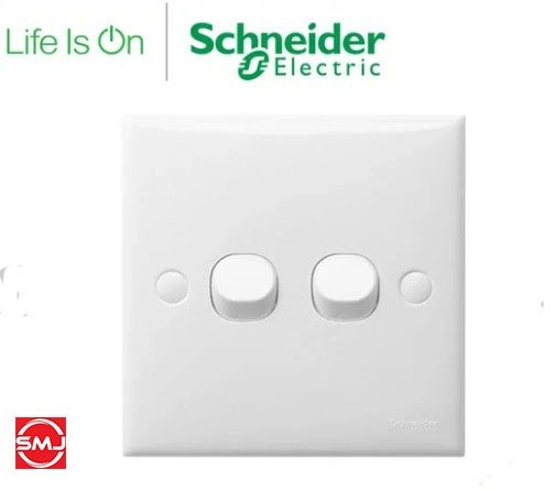 Schneider E32/1/2AR S-Classic 10A 250V 2 Gang 1 Way Flush Switch