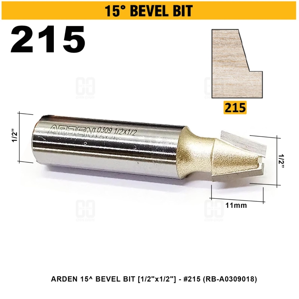 ARDEN 15ζ³ BEVEL BIT 1/2"x1/2" #215 (RB-A0309018)