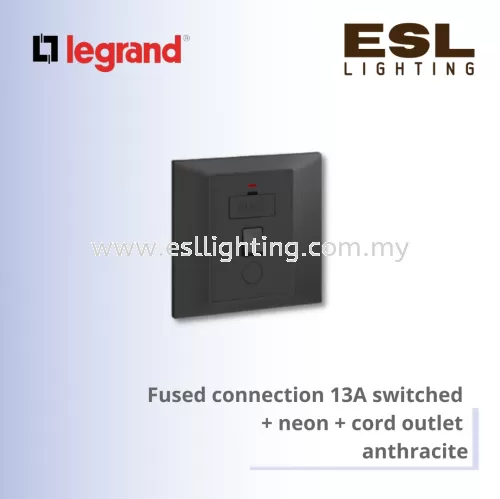 Legrand Belanko™ Fused connection 13A switched  + neon + cord outlet   anthracite