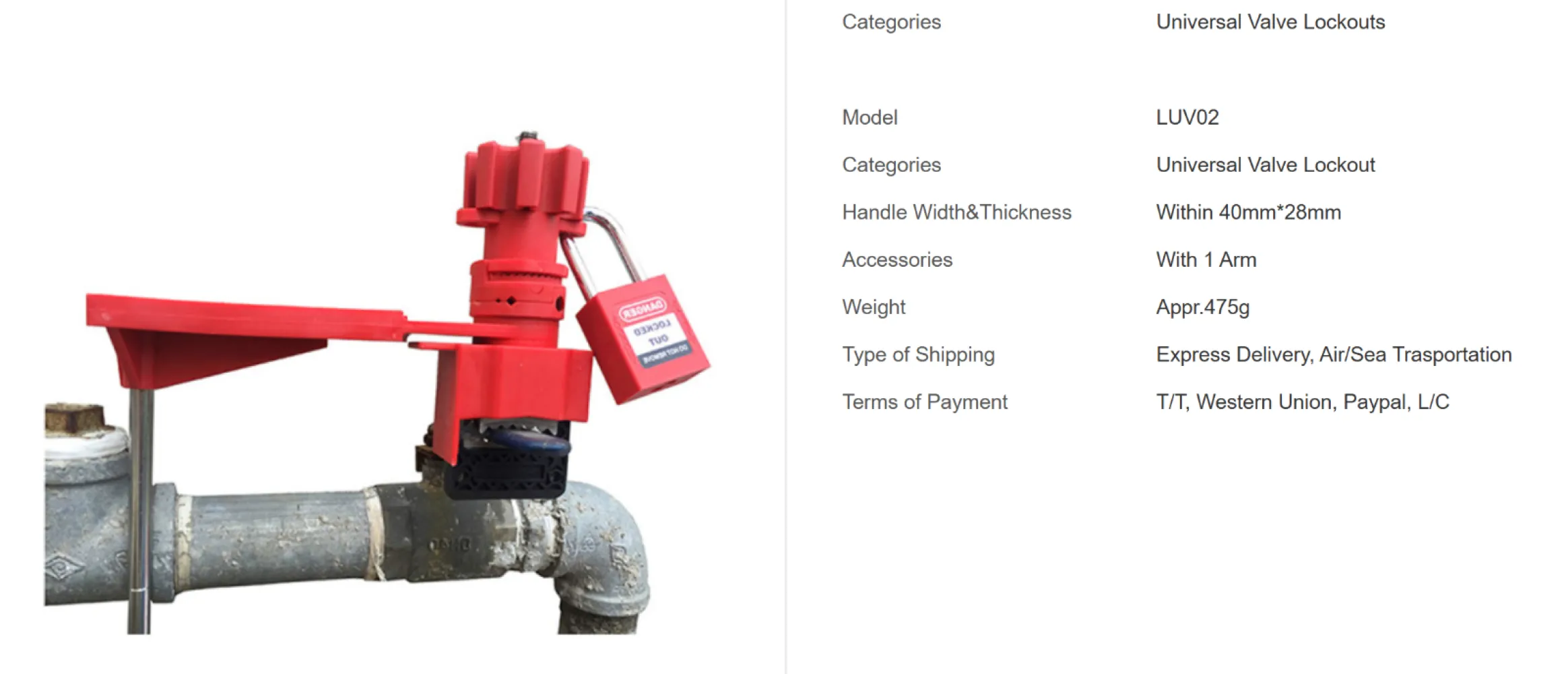 VSAFEMKT | LUV02 | Universal Valve Lockout With Arm | Adjustable Valve ...