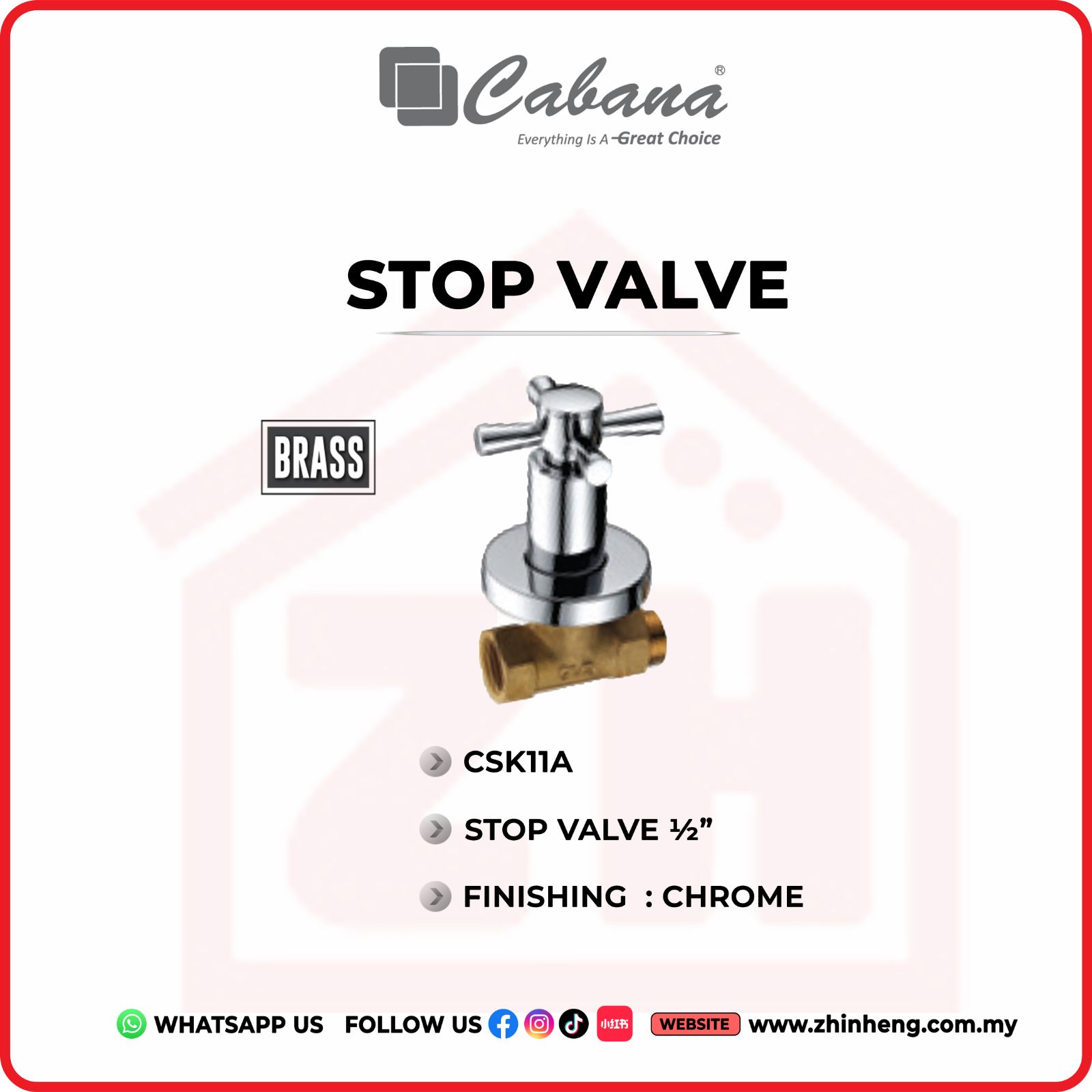CABANA  Stop Valve 1/2"  CSK11A