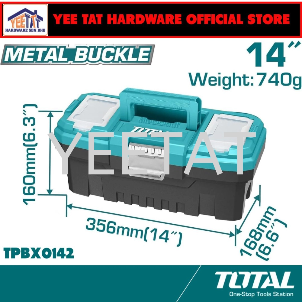 [ TOTAL ] TPBX0142 / TPBX0172 / TPBX0202 Tools Box with Metal Buckle (14"/17"/20")