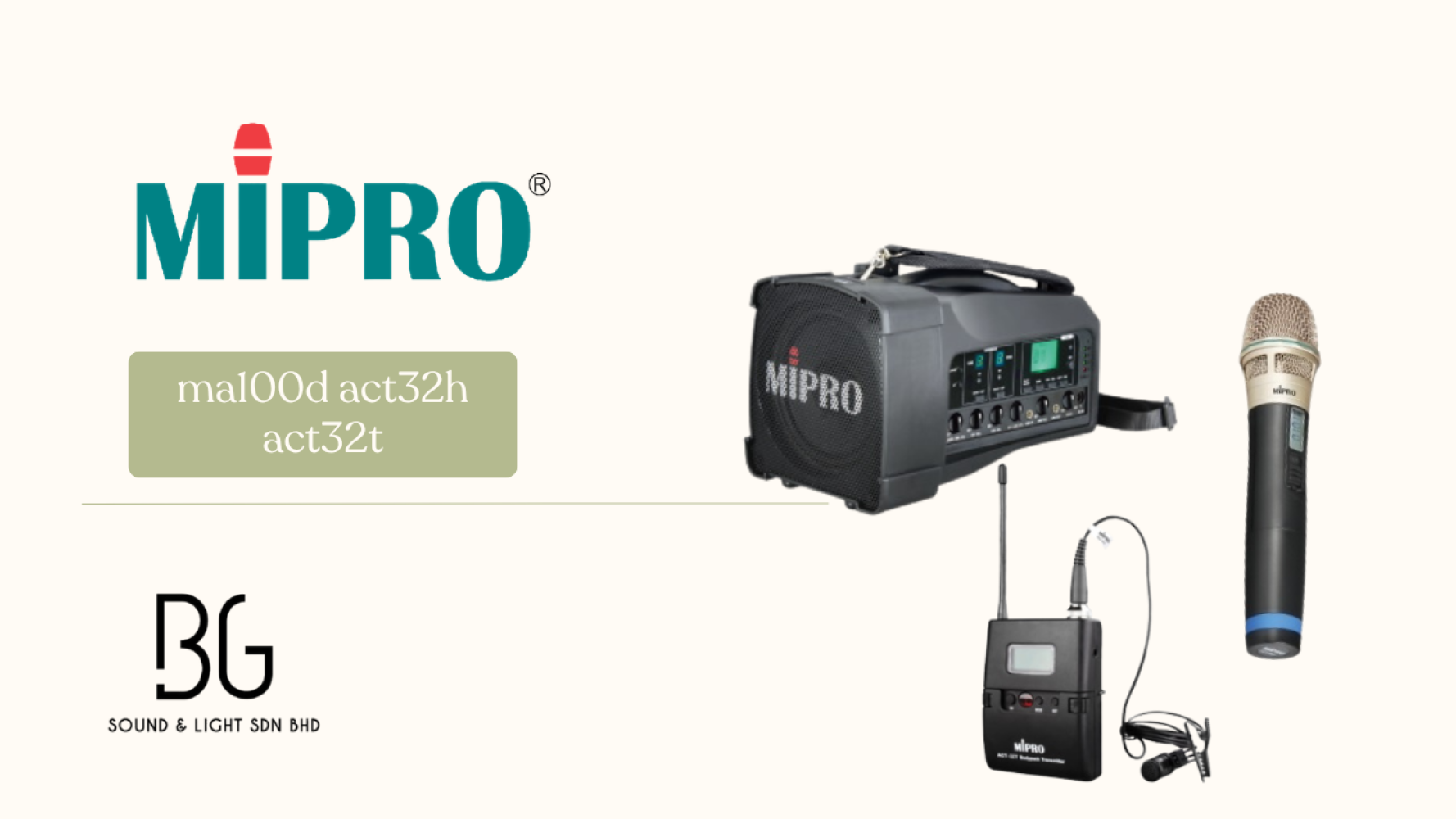 MIPRO MA-100D Portable Wireless PA System with ACT-32H Handheld & ACT-32T Bodypack Clip Microphone Dual Channel UHF Speaker for Teaching, Events & Fitness