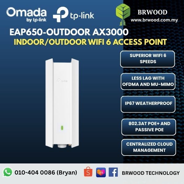 OMADA TP-LINK EAP650-OUTDOOR: AX3000 Indoor/Outdoor WiFi 6 Access Point