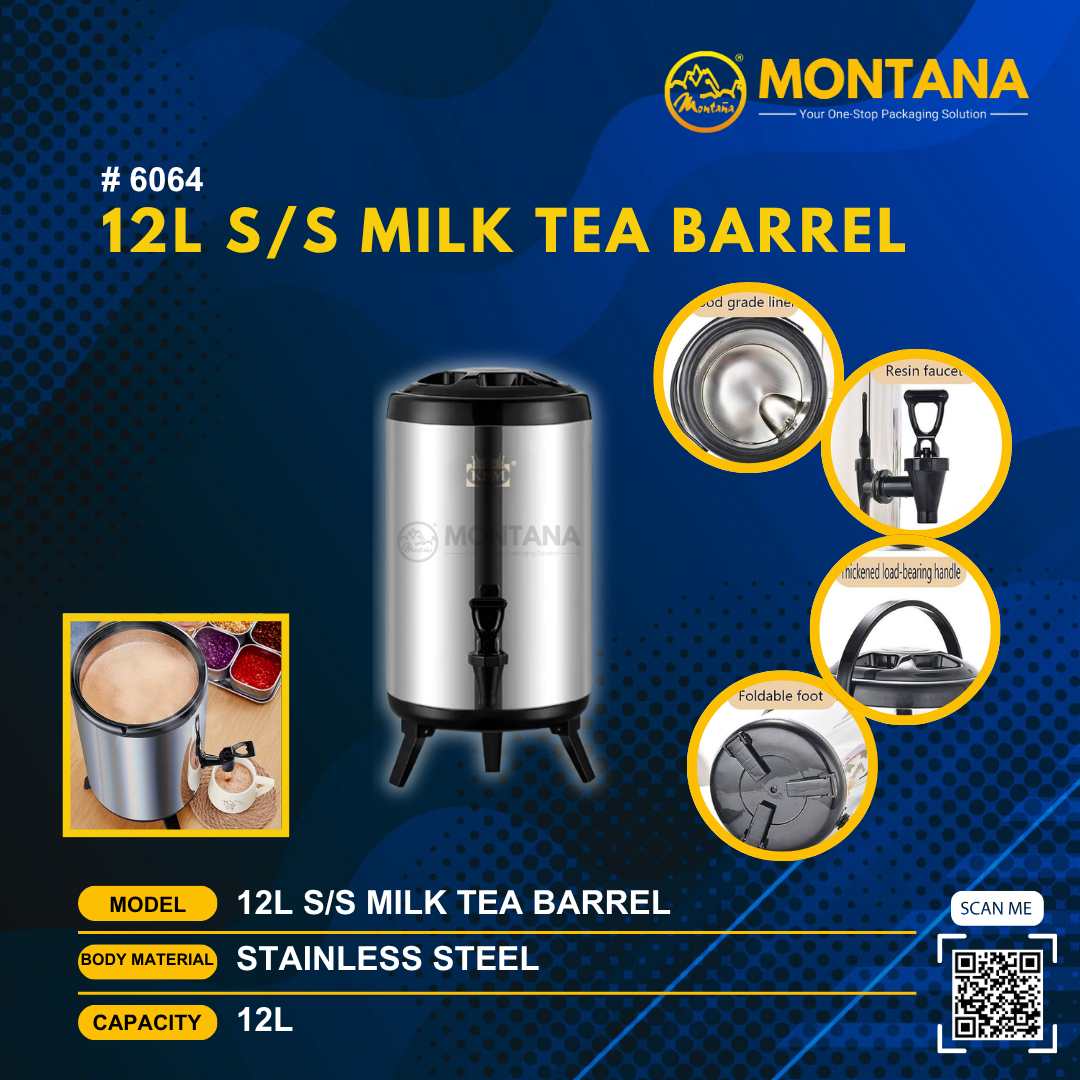 (6064) 12L S/S MILK TEA BARREL