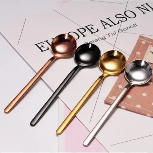 Custom Logo Titanium Gold Plated Coffee Tea Spoon