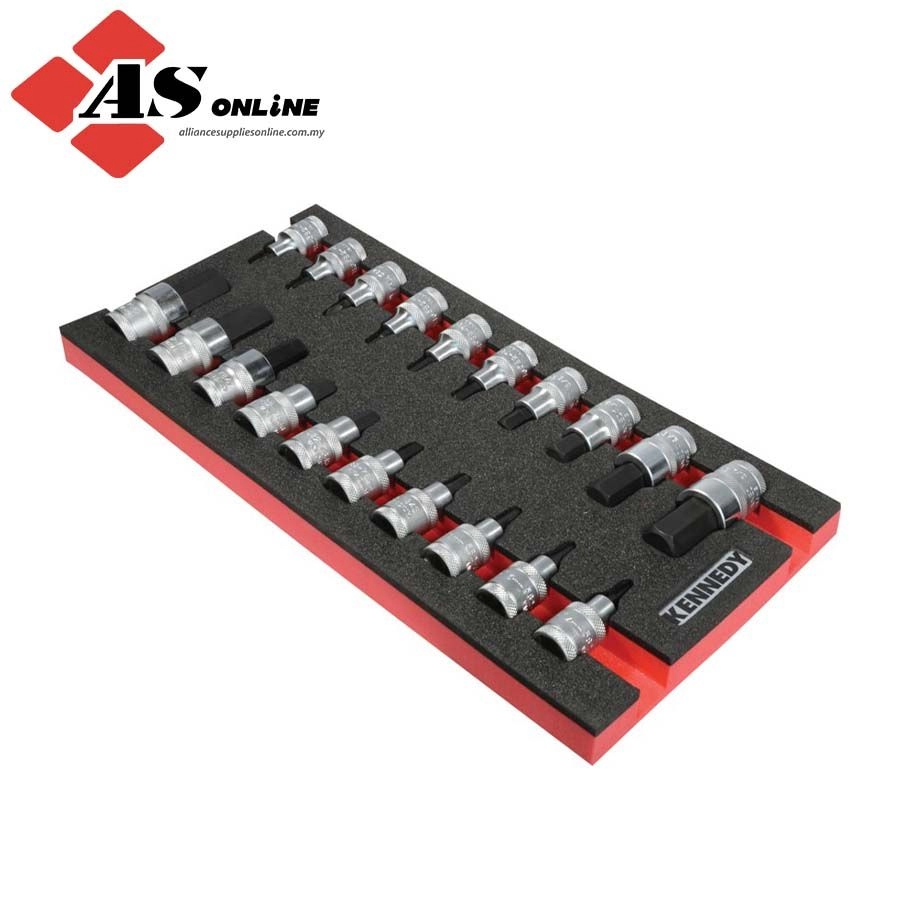 KENNEDY 20 Piece Engineers Screwdriver Bit Socket Set in 1/3 Foam Inlay for Tool Chests / Model: KEN5950215K