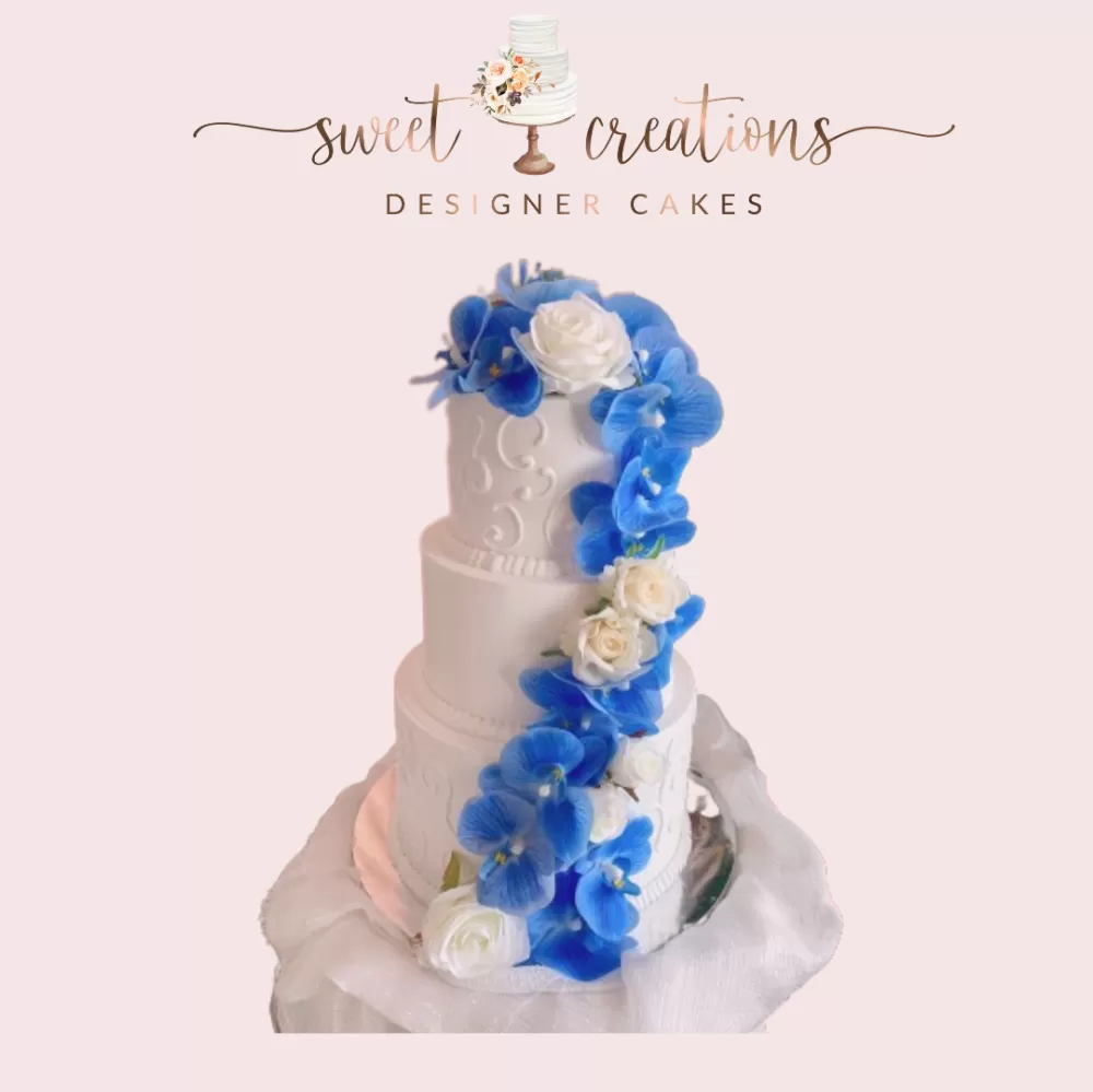 Wedding Cake Series | 3 Tiers | Blue Orchid | Fondant Cake 