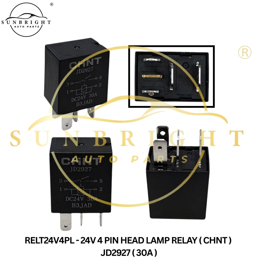 RELT24V4PL - 24V 4 PIN HEAD LAMP RELAY ( CHNT ) JD2927 ( 30A )