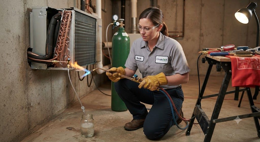 split air conditioner copper pipe brazing HVAC