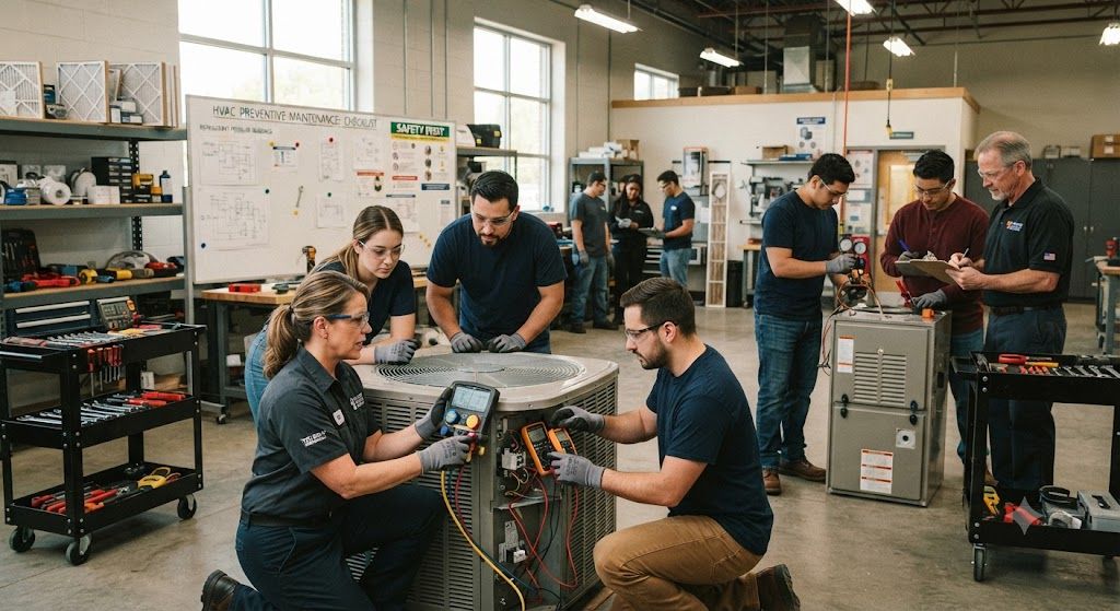 HVAC equipment maintenance workshop