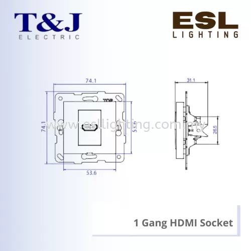 T&J LAVINA"95" SERIES 1 Gang HDMI Socket - JC801HDMI-W-LAL / JC801HDMI-W-LBE / JC801HDMI-W-LBL / JC801HDMI-W-LBR / JC801HDMI-W-LGR / JC801HDMI-W-LIV / JC801HDMI-W-LLA / JC801HDMI-W-LSI / JC801HDMI-W-LTP / JC801HDMI-W-LWH