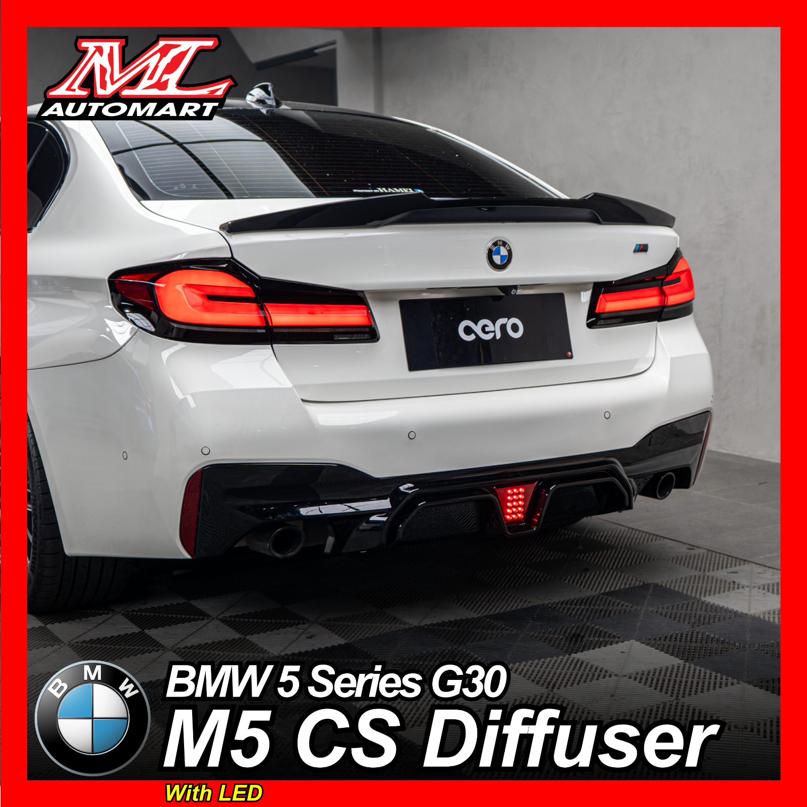 BMW 5 Series G30 : M5 CS Rear Diffuser with LED
