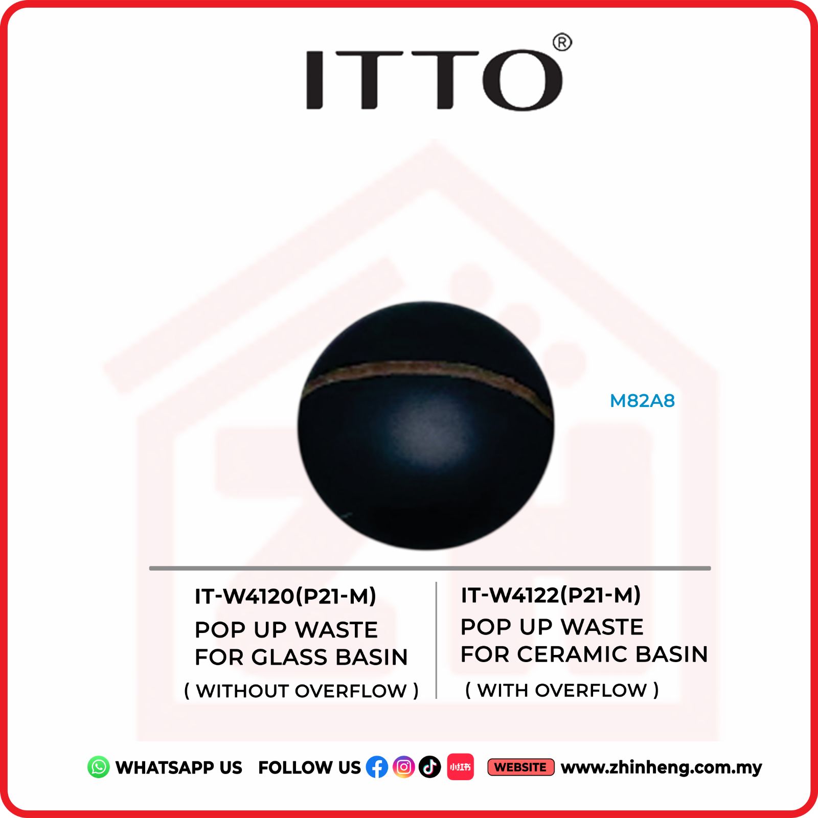 ITTO POP UP WASTE FOR GLASS BASIN  IT-W4120(P21-M) + IT-W4122(P21-M)