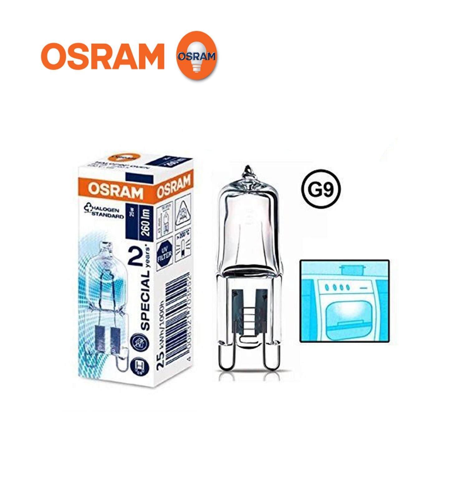 Osram Halopin 66725 G9 25w 230v Oven Bulb (Made in GERMANY)