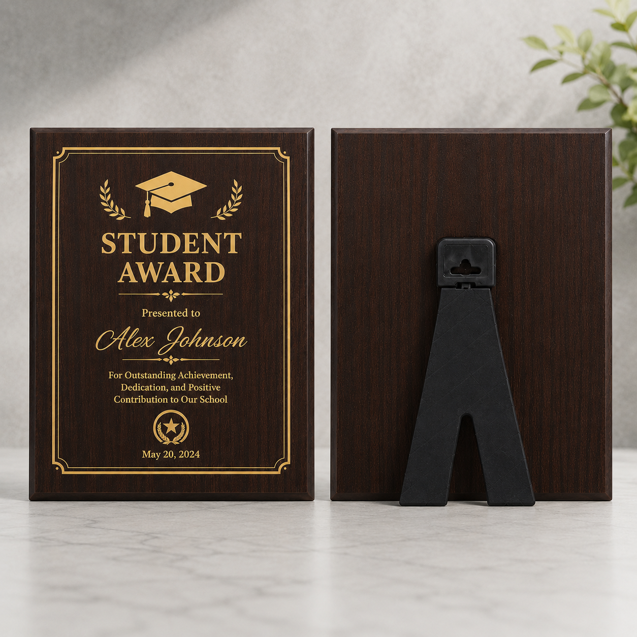 Wooden Award Plaque with Stand