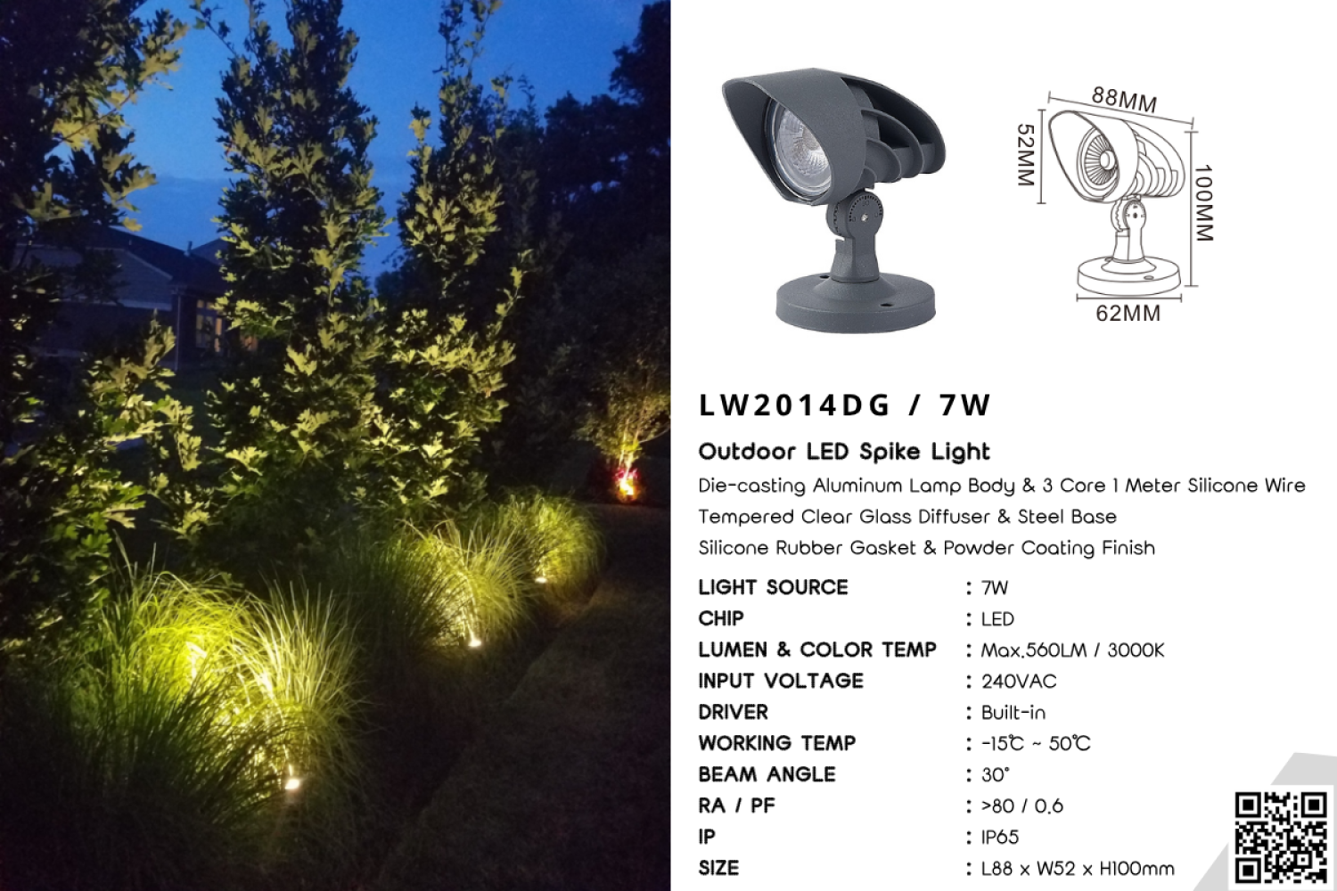 Outdoor Spike Light (LW2014DG-7W)