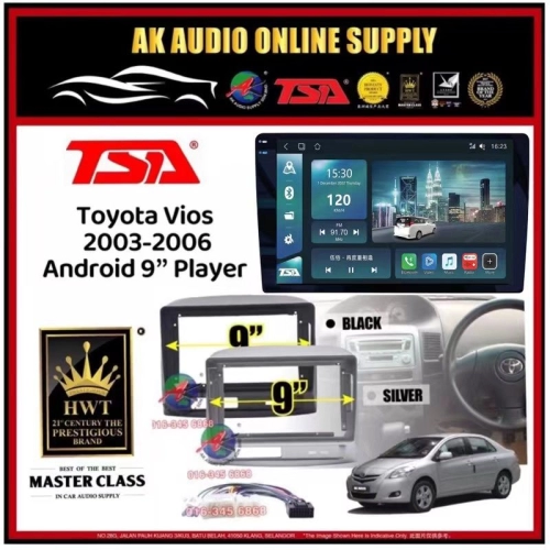 🆕1K Screen 2+32GB 4G 8-CORE🆕TSA Toyota Vios 2003 - 2006 Android 9'' CarPlay/DSP/BLU-RAY Car Player - AK Audio Supply Sdn Bhd