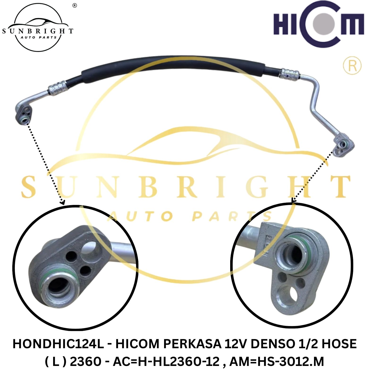 HONDHIC124L - HICOM PERKASA 12V DENSO 1/2 HOSE ( L ) 2360 - AC=H-HL2360-12 , AM=HS-3012.M