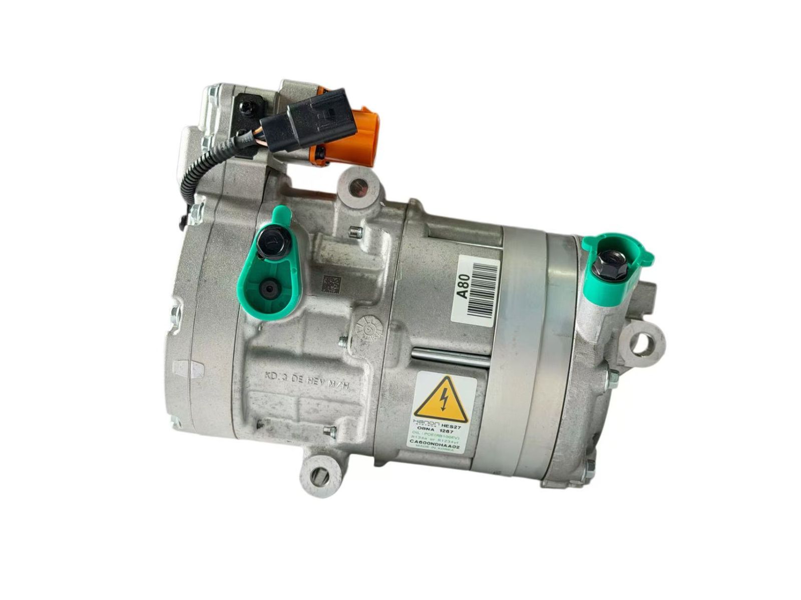 HANON HES27 High-Voltage Hybrid A/C Scroll Compressor | Mark NFTD1882 Model CA600HGEAA02 Made in Korea | OEM 97701-G2800 / 97701-G5000 | Fits Hyundai Ioniq (LXS/LX) 1.6L Hybrid, Kia Niro 1.6L Hybrid, Kia Ceed Hybrid