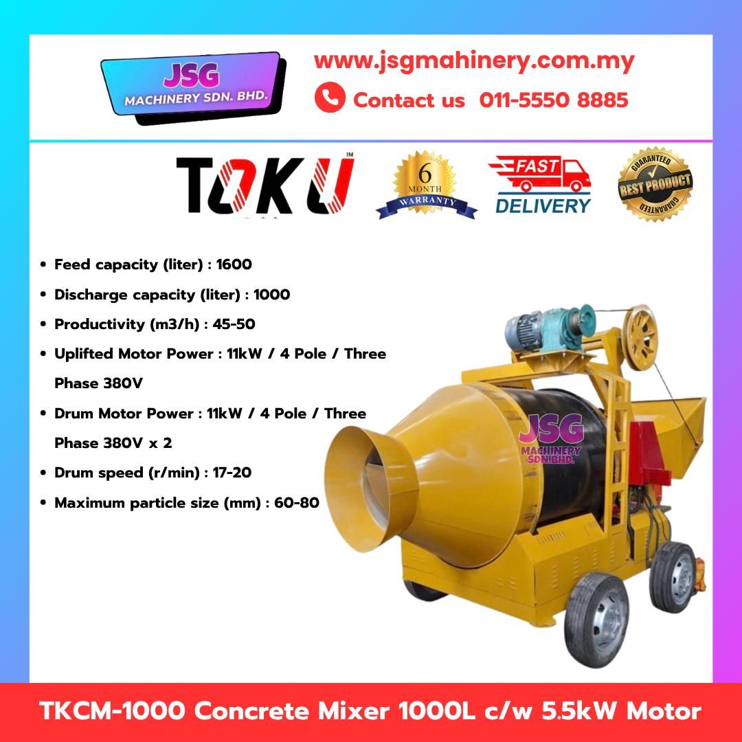 TOKU TKCM-1000 Concrete Mixer 1000L with 5.5kW Motor