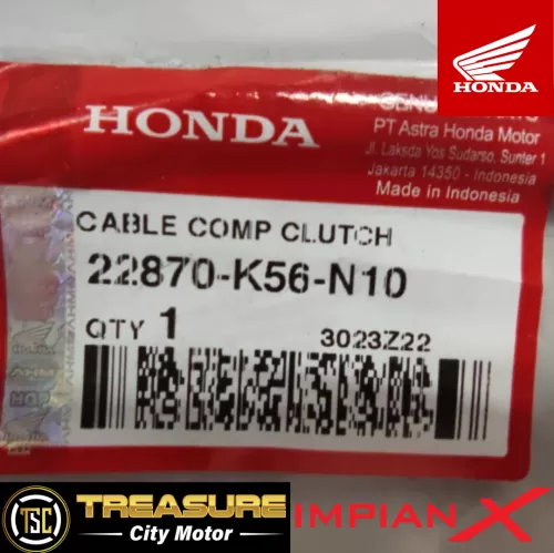 CABLE COMP., CLUTCH (22870-K56-N10) - TREASURE CITY MOTOR SDN BHD