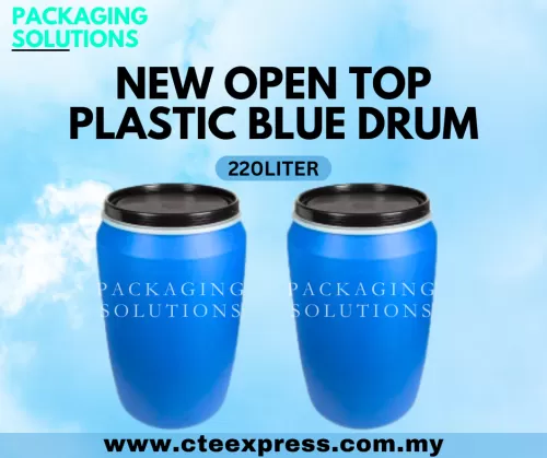 New Open Top Plastic Blue Drum - 220L