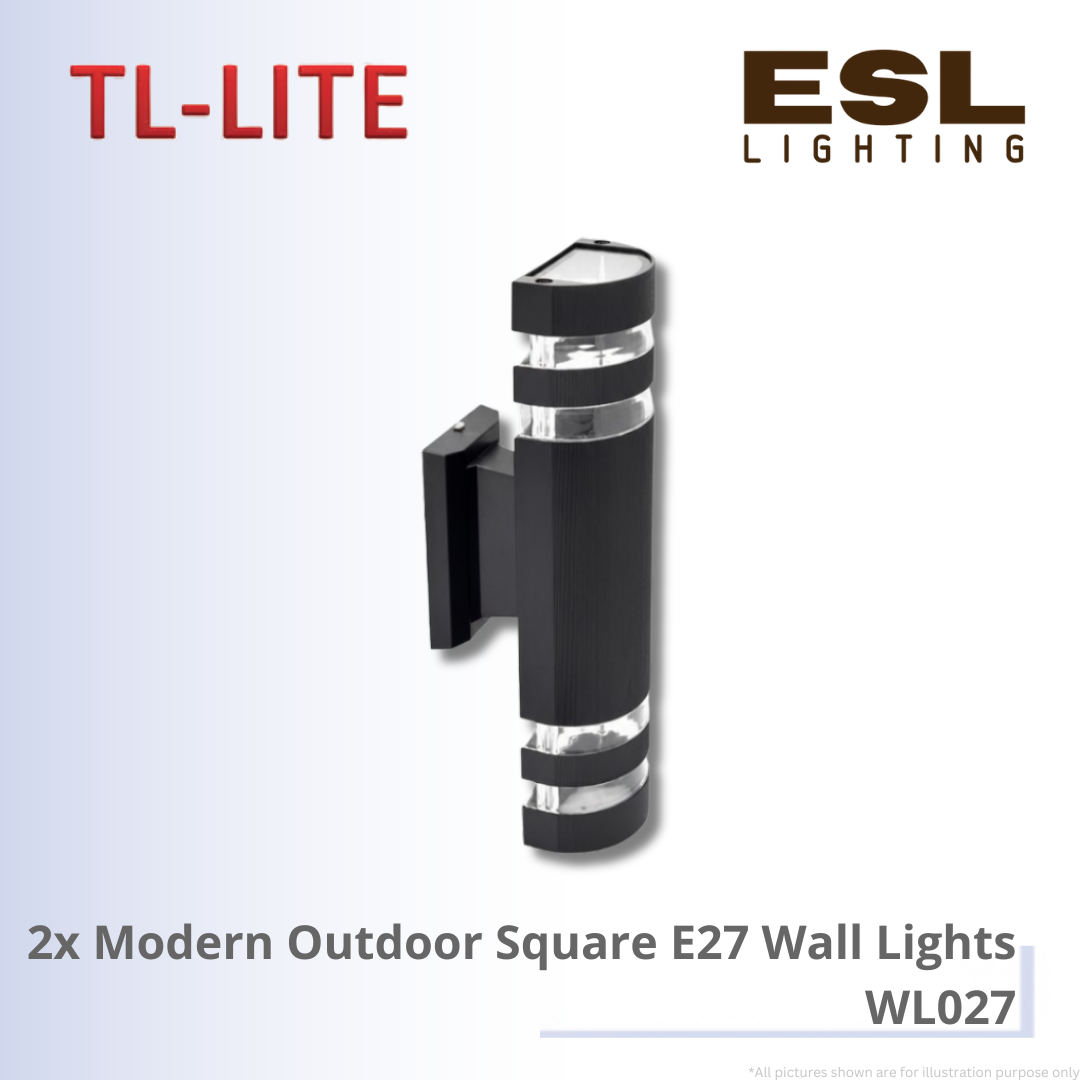 TL-LITE 2x Modern Outdoor Square E27 Wall Lights IP65- WL027