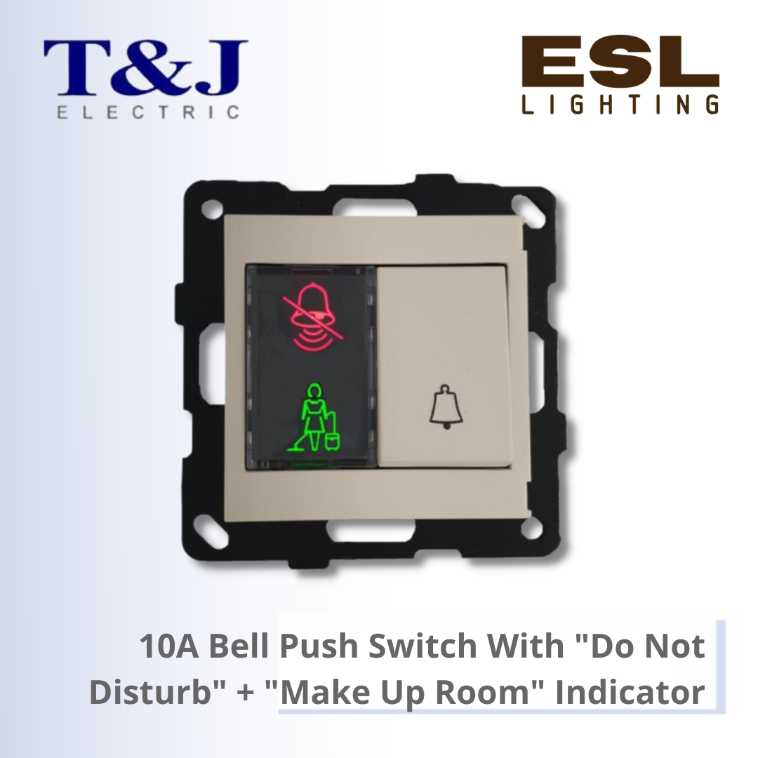 T&J LAVINA"95" SERIES 10A Bell Push Switch With "Do Not Disturb" + "Make Up Room"  (Low Voltage, Pin Header) Indicator - DL-JC2743DMB-W-LWH / DL-JC2743DMB-W-LBL
